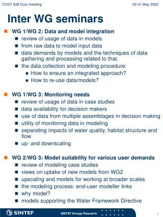 Inter WG seminars