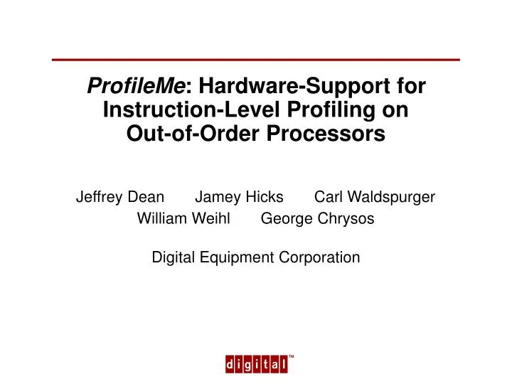 profileme hardware support for instruction level profiling on out of order processors