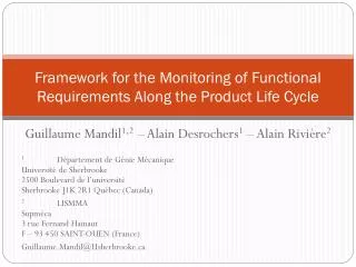 Framework for the Monitoring of Functional Requirements Along the Product Life Cycle