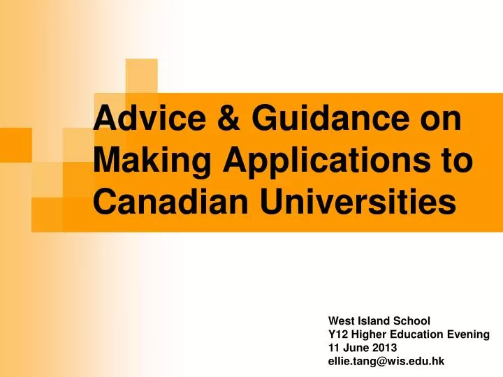 advice guidance on making applications to canadian universities