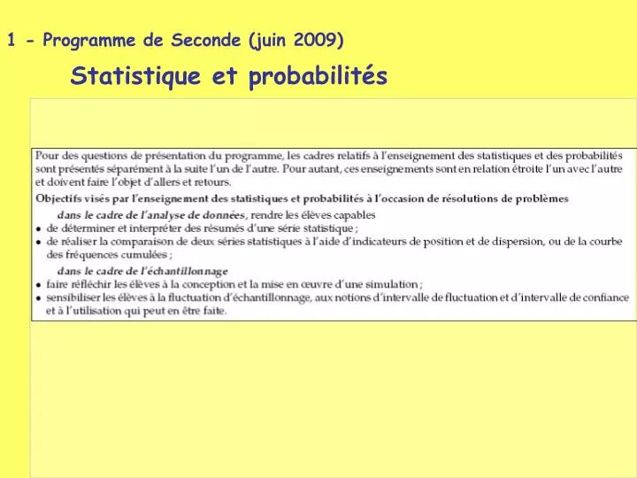 1 programme de seconde juin 2009 statistique et probabilit s