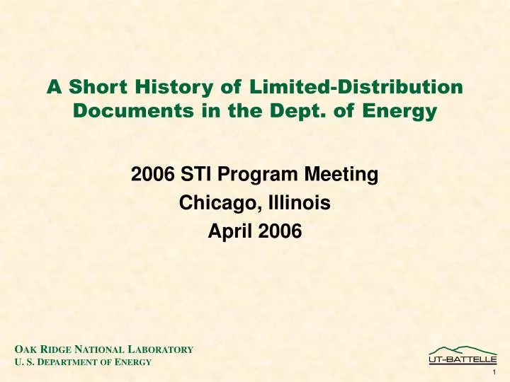 a short history of limited distribution documents in the dept of energy