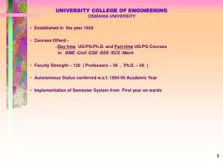 UNIVERSITY COLLEGE OF ENGINEERING OSMANIA UNIVERSITY