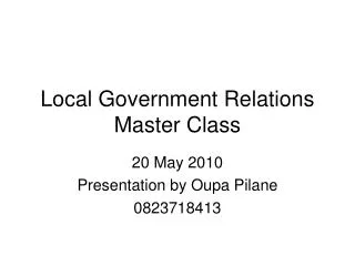 Local Government Relations Master Class