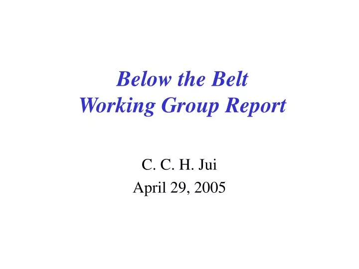 below the belt working group report
