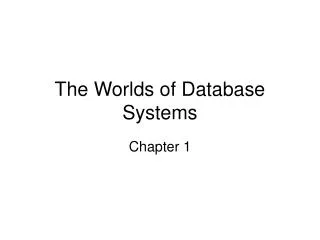 The Worlds of Database Systems