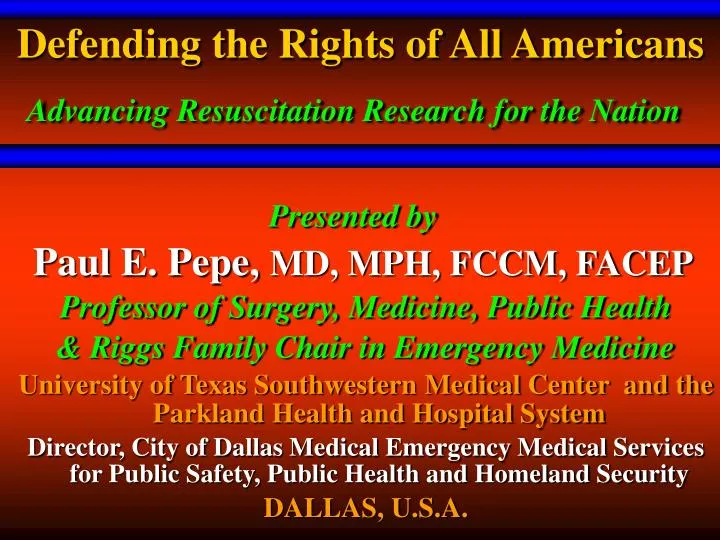 defending the rights of all americans advancing resuscitation research for the nation