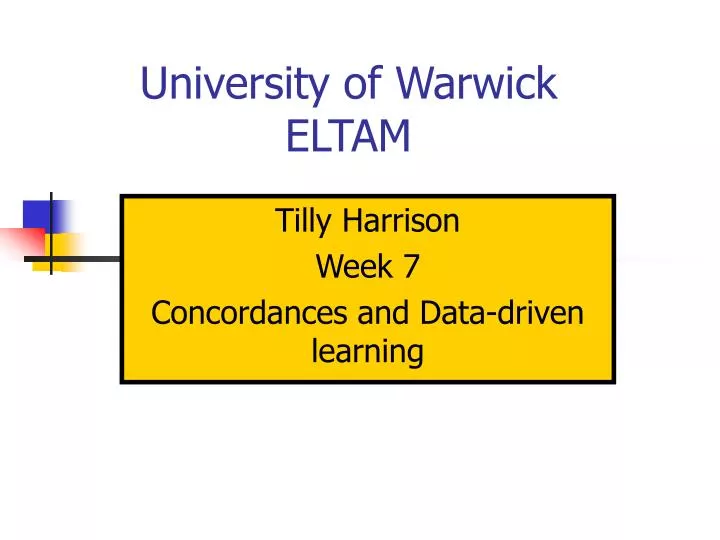 university of warwick eltam