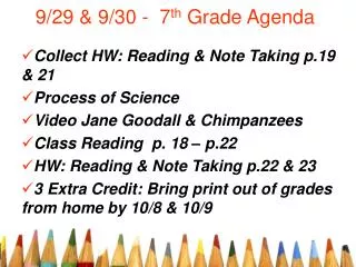 9/29 &amp; 9/30 - 7 th Grade Agenda