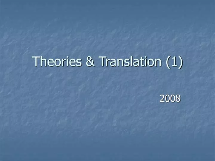 theories translation 1
