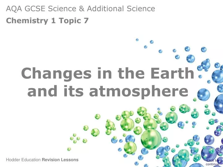 changes in the earth and its atmosphere