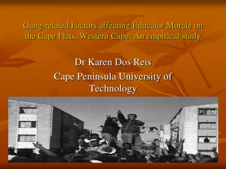 gang related factors affecting educator morale on the cape flats western cape an empirical study