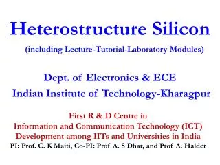 Heterostructure Silicon (including Lecture-Tutorial-Laboratory Modules)