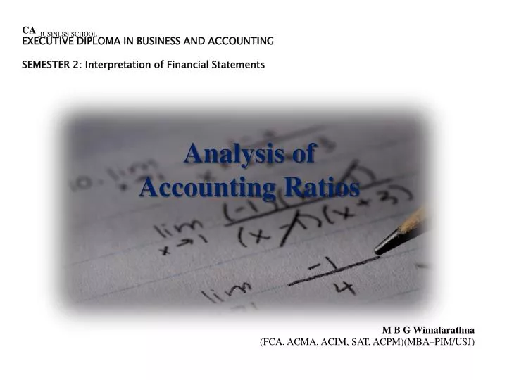 analysis of accounting r atios