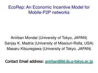 EcoRep: An Economic Incentive Model for Mobile-P2P networks