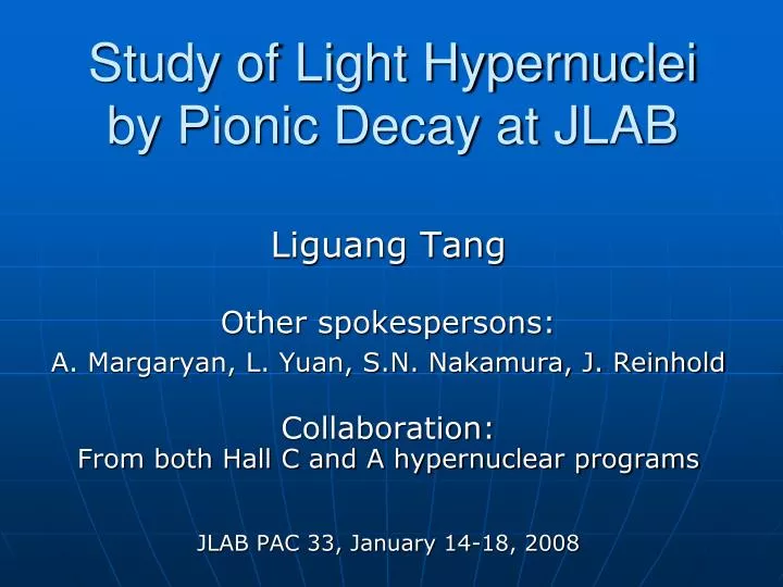 study of light hypernuclei by pionic decay at jlab