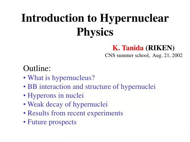 introduction to hypernuclear physics