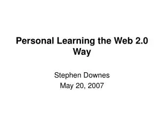 Personal Learning the Web 2.0 Way