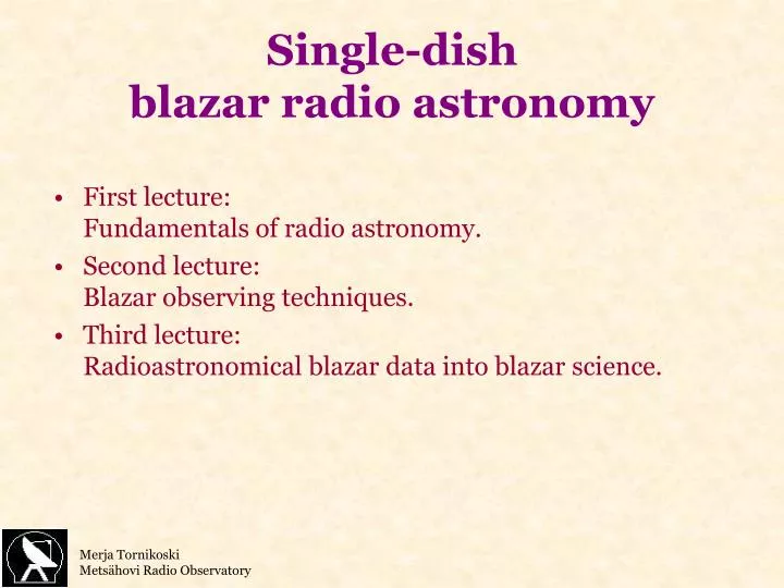 single dish blazar radio astronomy
