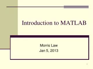 Introduction to MATLAB