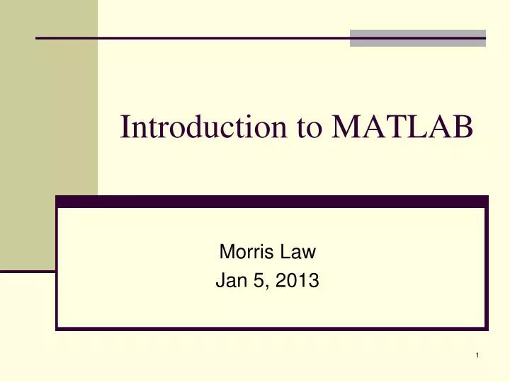 introduction to matlab