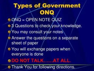 Types of Government ONQ