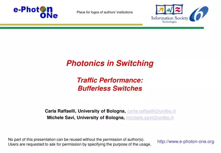 photonics in switching traffic performance bufferless switches