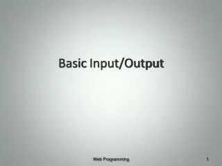Basic Input/Output
