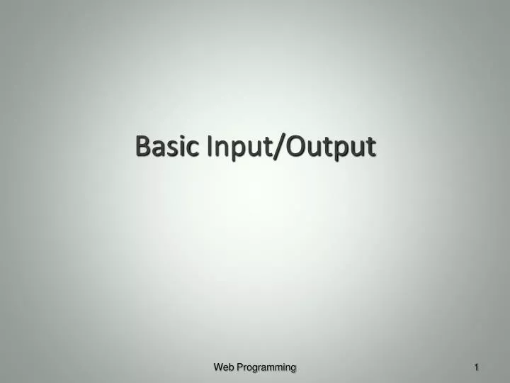 basic input output