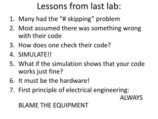 Lessons from last lab: