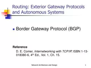 Routing: Exterior Gateway Protocols and Autonomous Systems