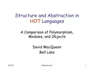 Structure and Abstraction in HOT Languages