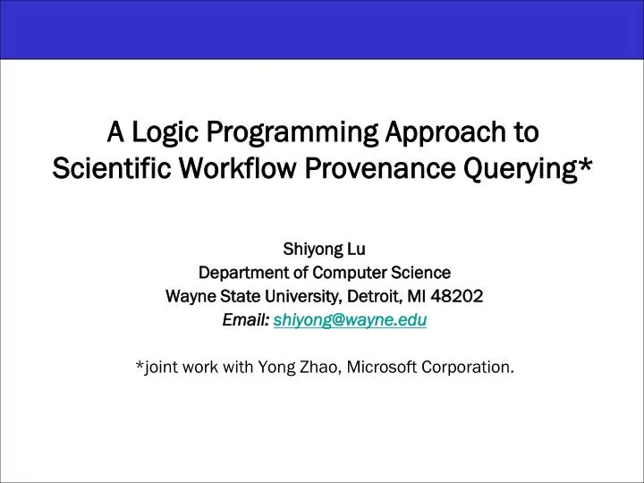a logic programming approach to scientific workflow provenance querying