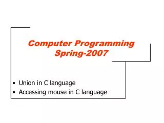 Computer Programming Spring-2007