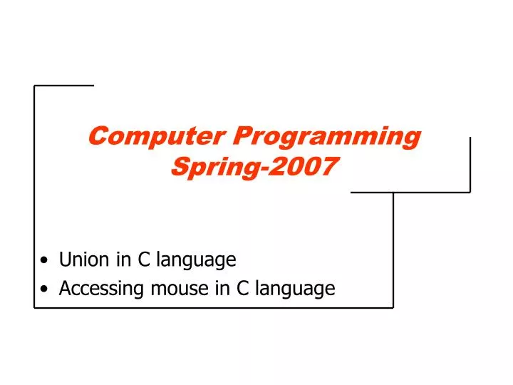 computer programming spring 2007