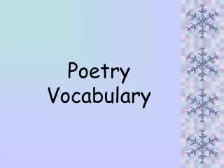 Poetry Vocabulary