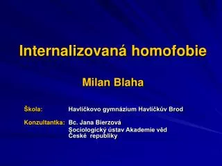 internalizovan homofobie milan blaha