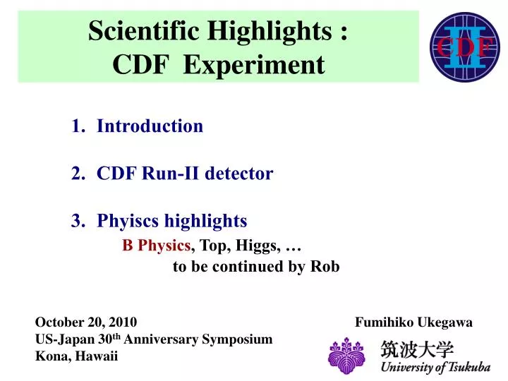 scientific highlights cdf experiment