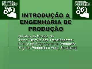 introdu o a engenharia de produ o