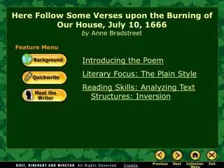 Here Follow Some Verses upon the Burning of Our House, July 10, 1666 by Anne Bradstreet