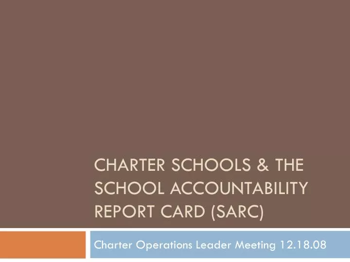 charter schools the school accountability report card sarc