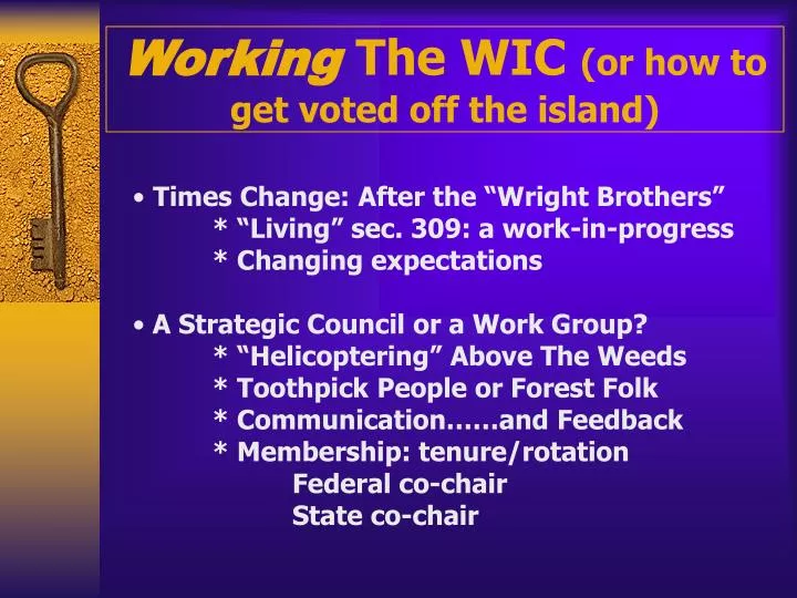 working the wic or how to get voted off the island