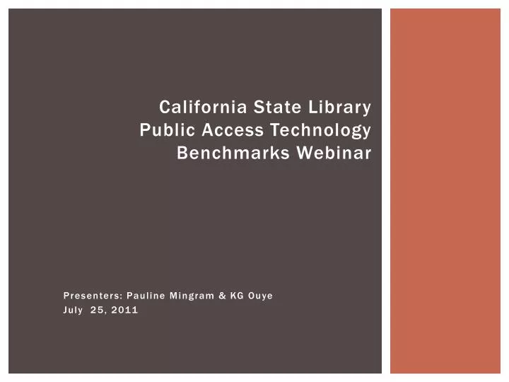 california state library public access technology benchmarks webinar