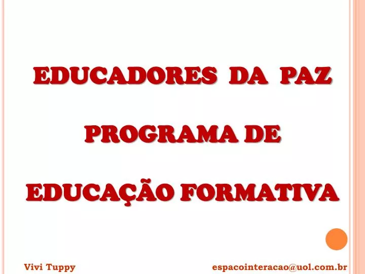 educadores da paz programa de educa o formativa