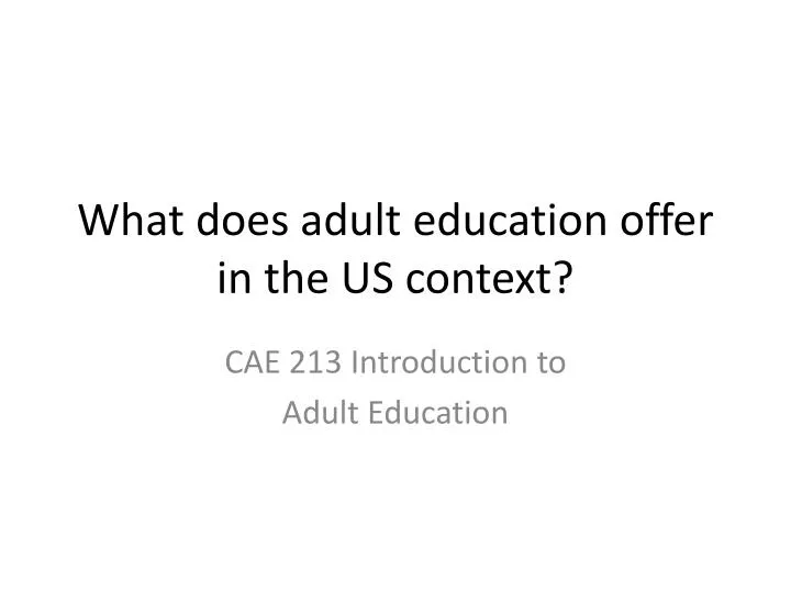what does adult education offer in the us context