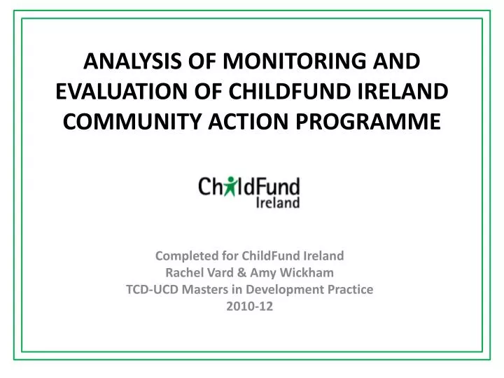 analysis of monitoring and evaluation of childfund ireland community action programme