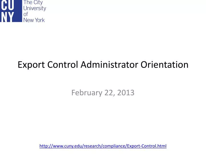 export control administrator orientation