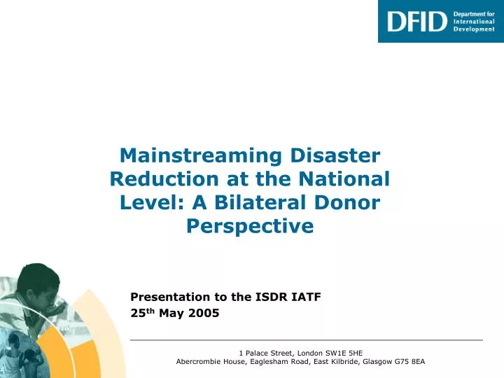 mainstreaming disaster reduction at the national level a bilateral donor perspective