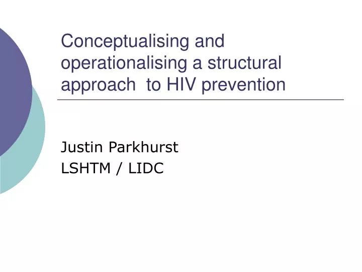 conceptualising and operationalising a structural approach to hiv prevention