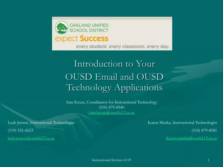 introduction to your ousd email and ousd technology applications